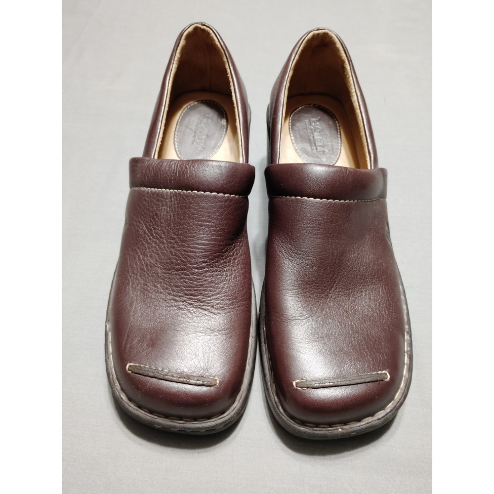 NWOT BORN W9550 P5 Women 10/42 Brown Leather Slip-on Wedge Preppy Academia Shoe